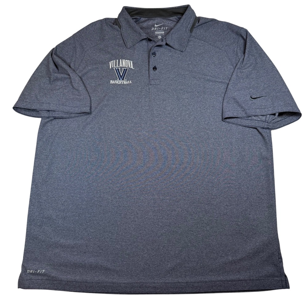 Nike Villanova Basketball Dri-FIT Polo Shirt Mens XL Navy Blue Heathered NCAA